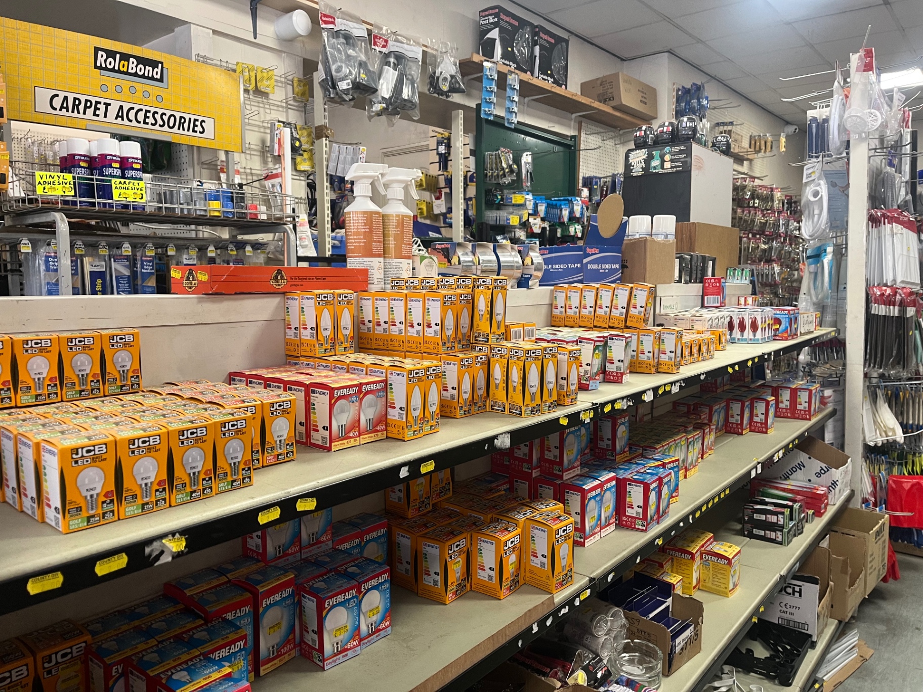 County DIY lighting and electrical aisle with bulbs and accessories